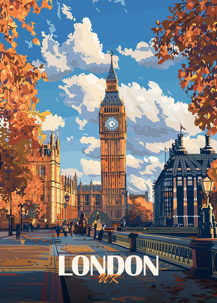 London Big Ben Illustration metal poster artwork